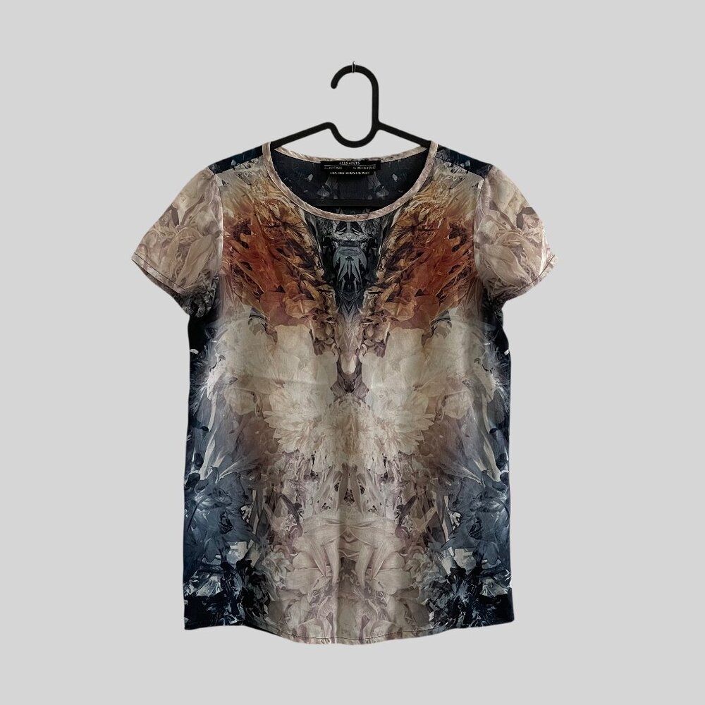 All Saints | Wither Mirror Print Silk Tee